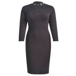 Torrid Dress Sweater Knit Black Grommet Keyhole Neck Knee Length Size 3X NWT